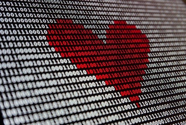 a heart in binary code
