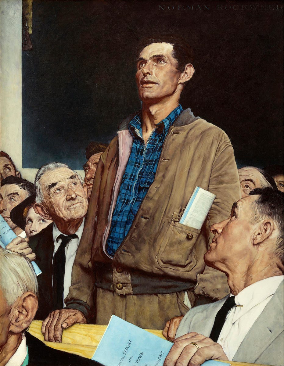 Freedom of Speech, 1943 by Norman Rockwell - Paper Print - Norman Rockwell Museum Custom Prints - Custom Prints and Framing From the Norman Rockwell Museum Freedom of Speech, 1943 by Norman Rockwell - Paper Print - Norman Rockwell Museum Custom Prints - Custom Prints and Framing From the Norman Rockwell Museum