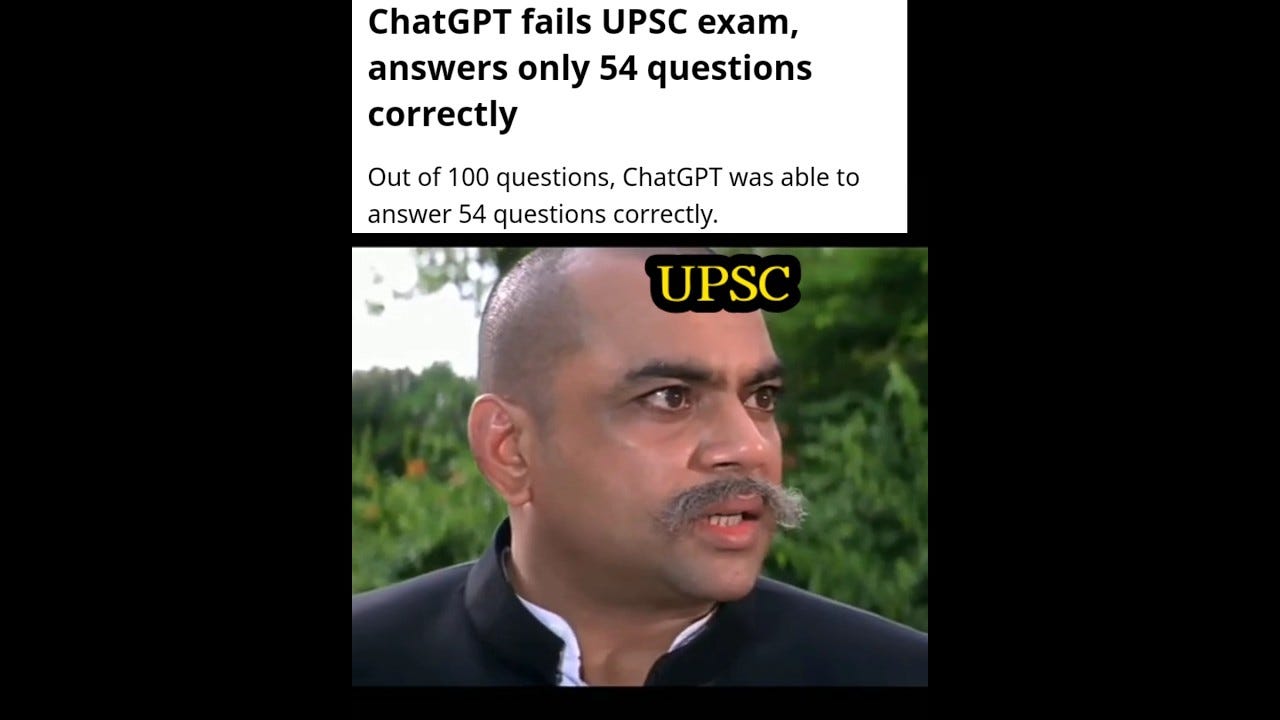 ChatGPT failed UPSC exam funny memes|ChatGPT meme video| #chatgpt#upsc  #upscmemes #funnyvideo#memes - YouTube