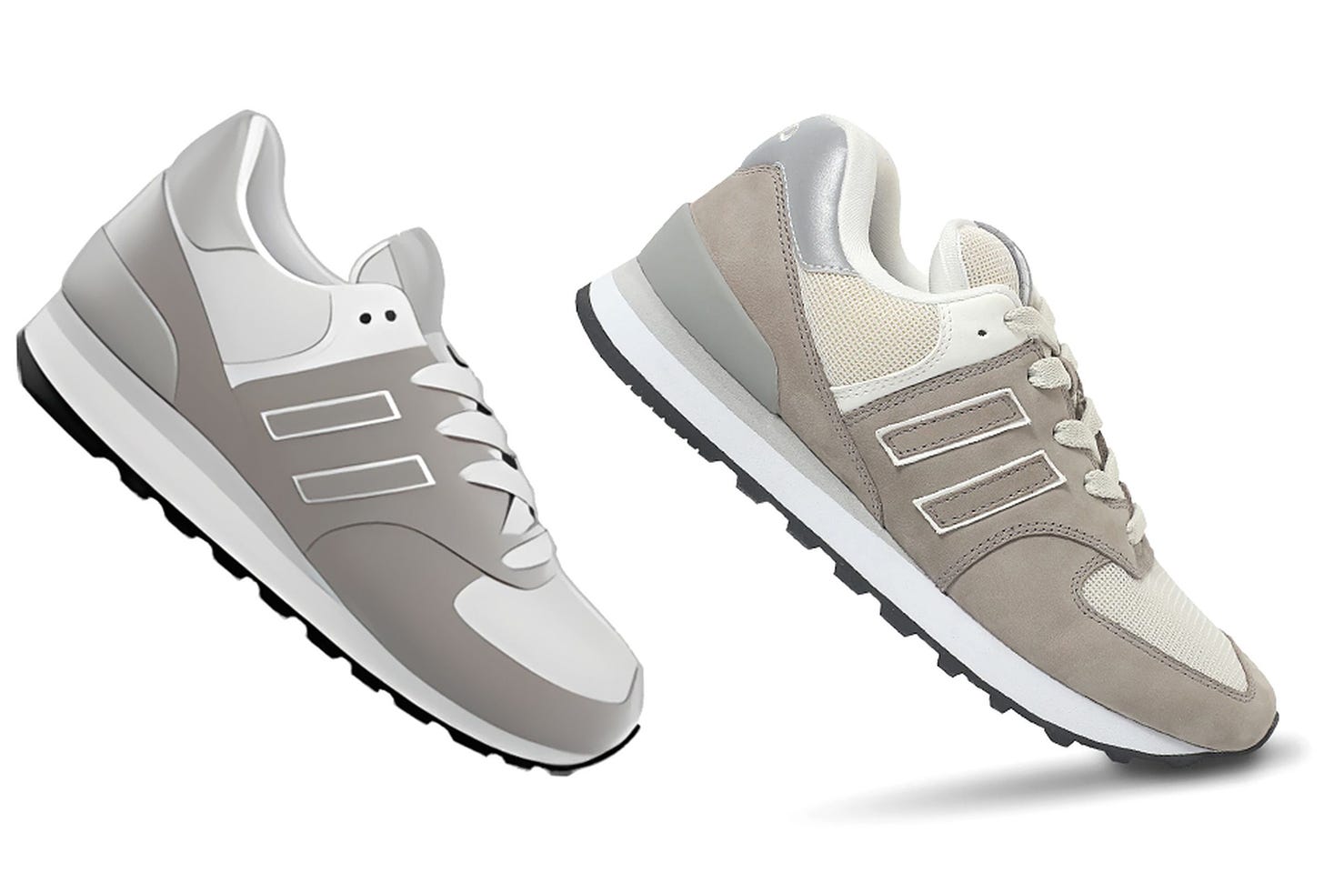 Apple’s running shoe emoji next to a real-life sneaker mirroring its design.