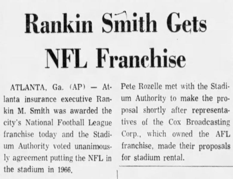 Figure 4: Rankin Smith Gets NFL Franchise