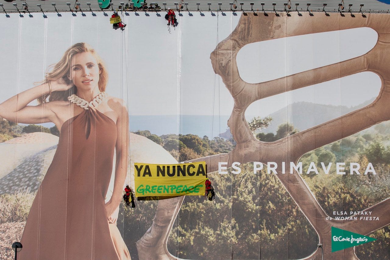 campaña de Greenpeace: ya nunca es primavera en El Corte Inglés