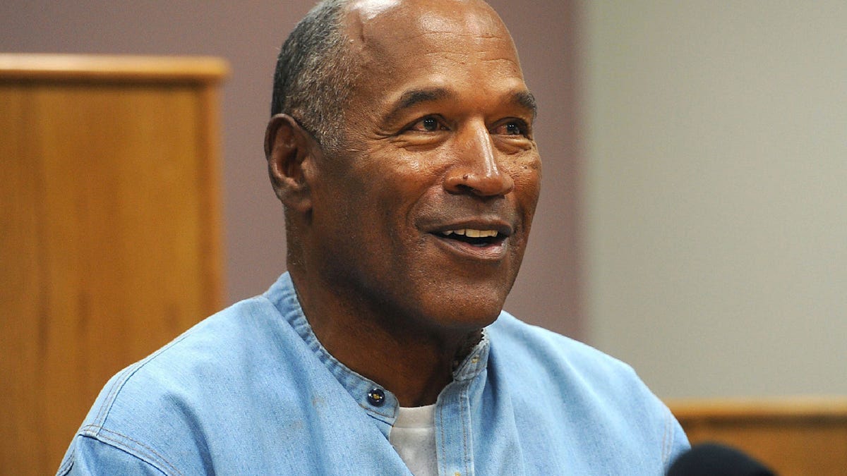 In this July 20, 2017, file photo, former O.J. Simpson appears via video for his parole hearing at the Lovelock Correctional Center in Lovelock, Nev.

Ap21348686799998