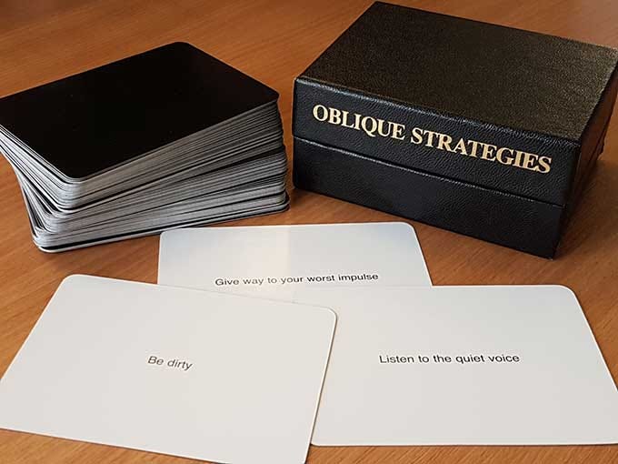 Brian Eno News on X: "Brian Eno & Peter Schmidt's Oblique Strategies: An  Unusual Creative Strategy For Thinking Outside Of The Box  https://t.co/NmCIsetYXj https://t.co/qtrnOeE81e" / X