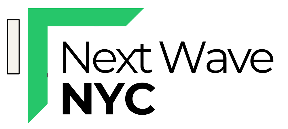 the Next Wave NYC logo which shows its name and a distinctive green outline of the top left corner