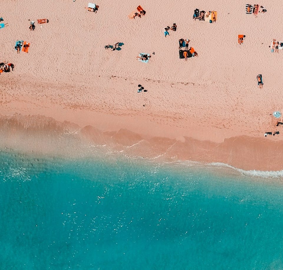 bird's-eye view photography of people in seashore