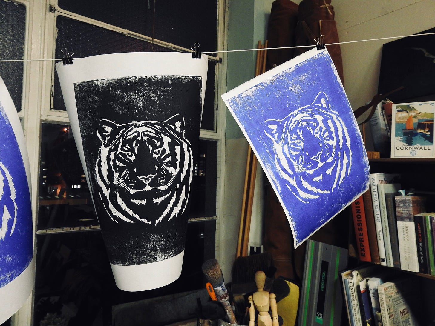 Waiting for my tiger prints to dry