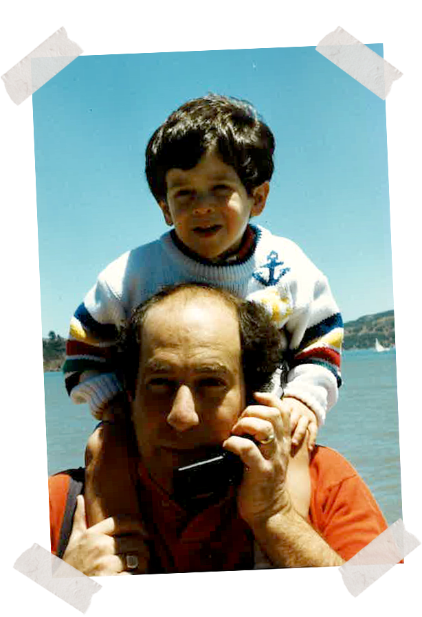 Josh on Dad’s shoulders in Ogunquit, Maine, early 1990s.