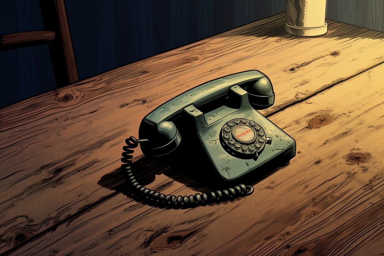 graphic novel illustration of an old-fashioned phone