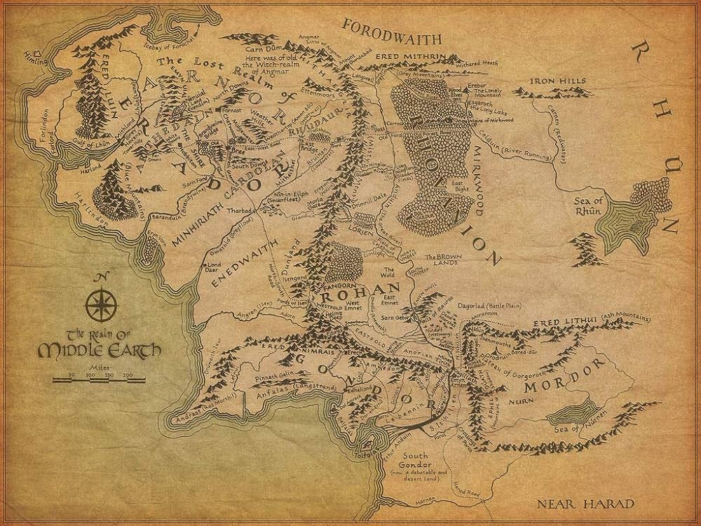 LORD OF THE RINGS - MIDDLE EARTH MAP POSTER - 16x24(40x60cm):  6276142590400: Amazon.com: Office Products