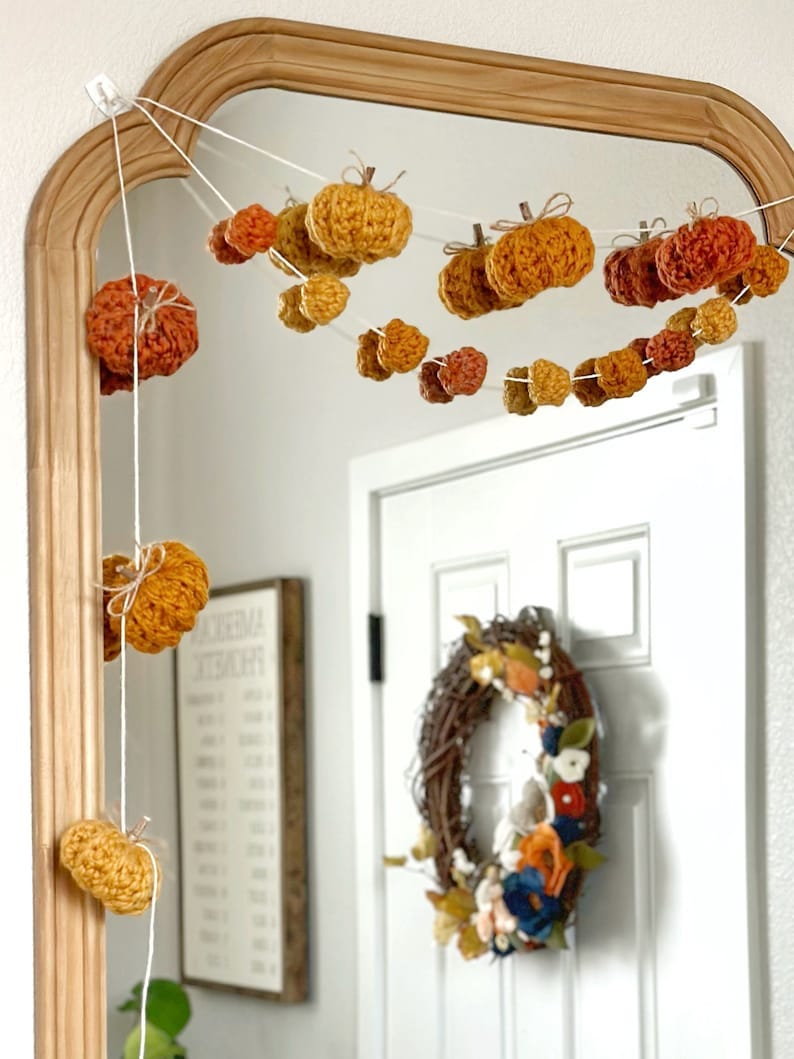 Crochet Pumpkin Garland Pattern DIY Fall Garland Instructions Halloween Decor Thanksgiving Decorations image 3