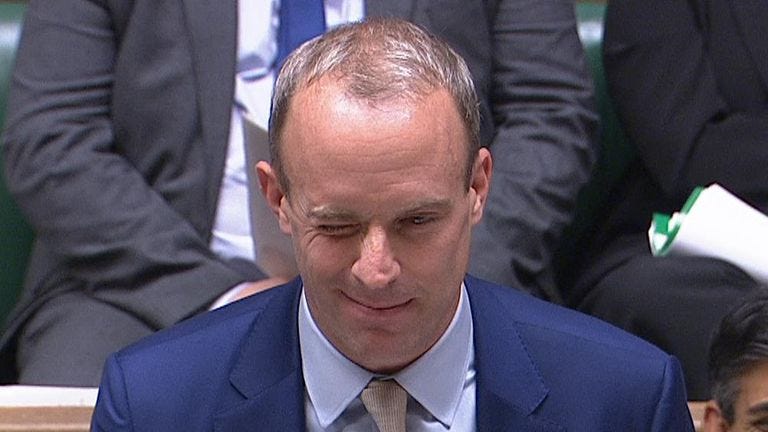 Dominic Raab says infamous PMQs wink was not at Angela Rayner | Politics  News | Sky News