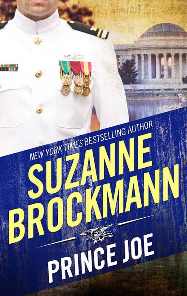 cover art reissue for Prince Joe by Suzanne Brockmann features the chest of a man in US Navy officer dress whites