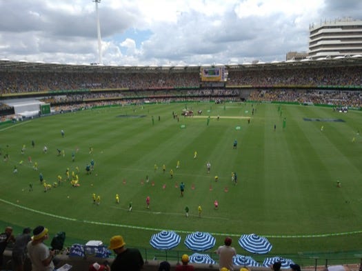 Small children on the pitch at lunch time