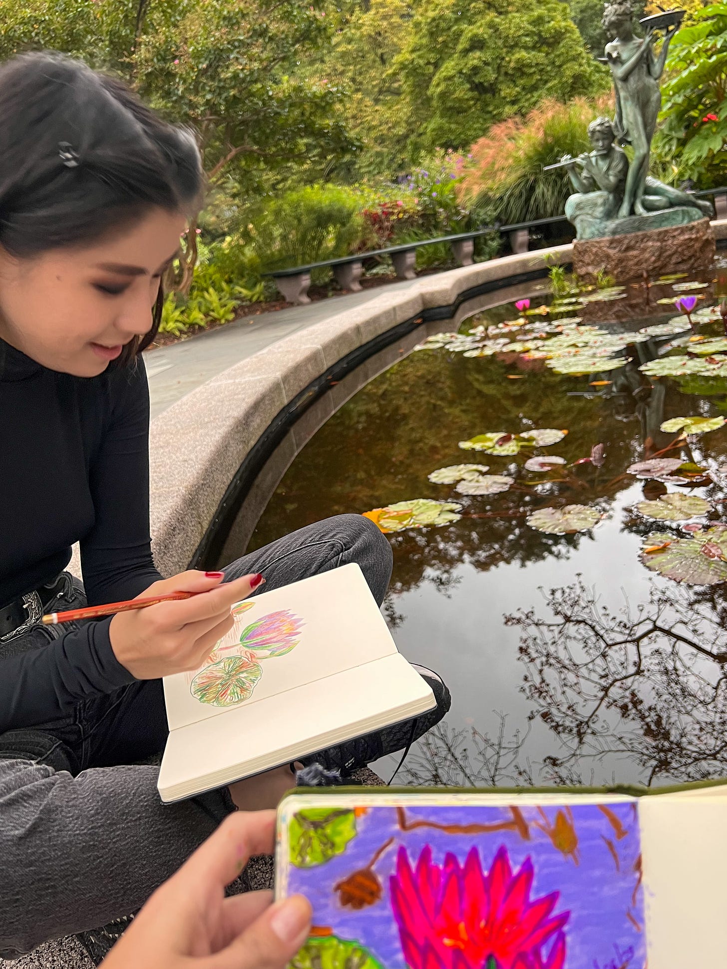 Kiely and Katya are drawing in Central Park!