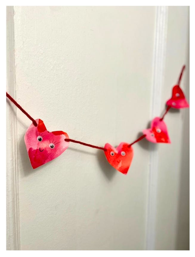 heart bunting on a door