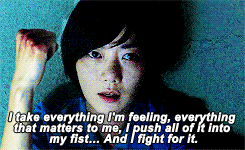 Sun in Sense8 season 1 sitting on the floor of a prison cell showing her bloody fist, saying "I take everything I'm feeling, everything that matters to me, I push all of it into my fist... and I fight for it."