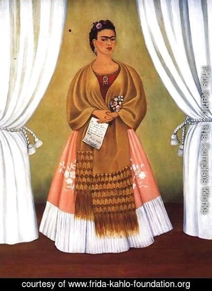Frida Kahlo Self Portrait Dedicated To Leon Trotsky Or Between The Curtains  1937 Painting Reproduction | frida-kahlo-foundation.org