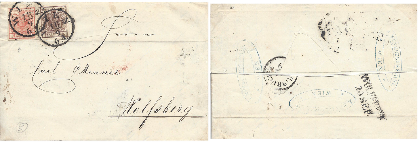 1852 letter from Vienna to Wolfsberg