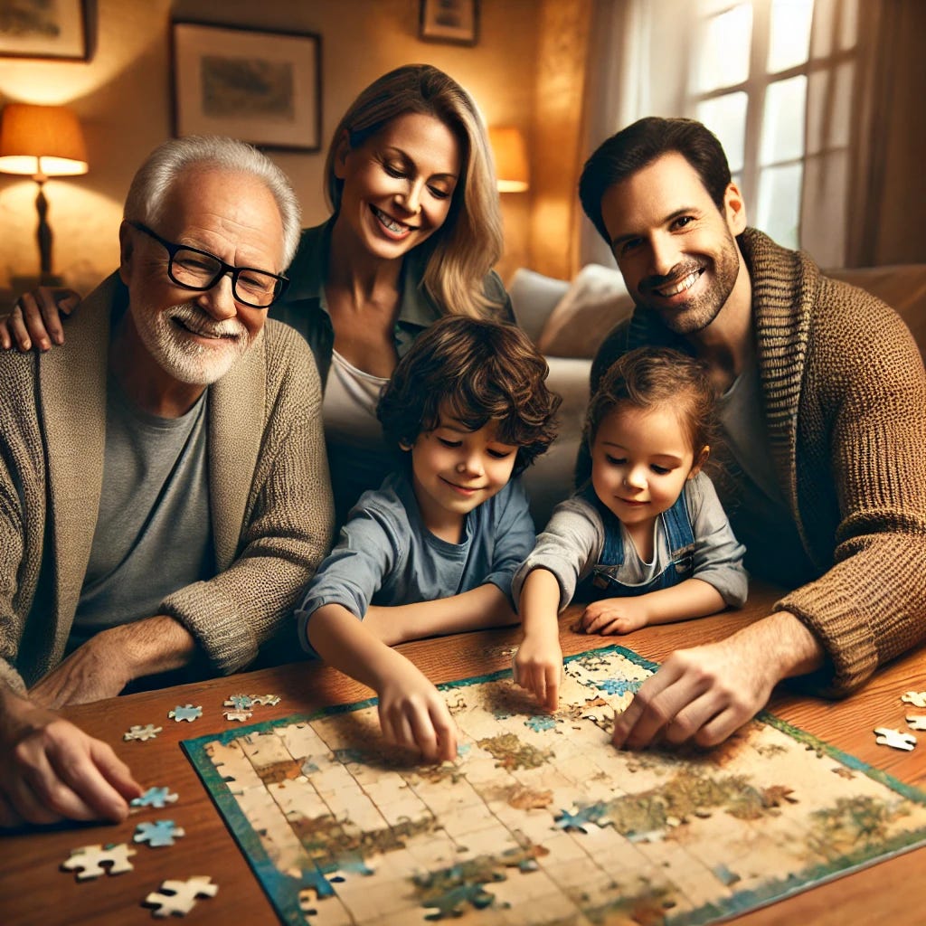 ai graphic image of family enjoying benefits of puzzles