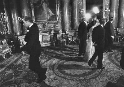 "Former Prime Minister Pierre Trudeau doing a pirouette behind Queen Elizabeth's back at the ...