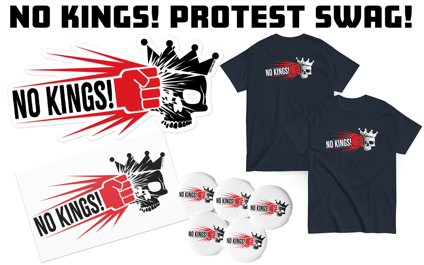 No Kings Protest Swag fro E.R. Flynn