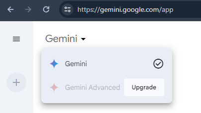 Gemini Advanced dropdown