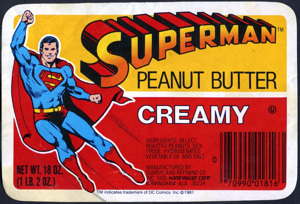 Superman Peanut Butter label - 1981 | This is a wonderful la… | Flickr