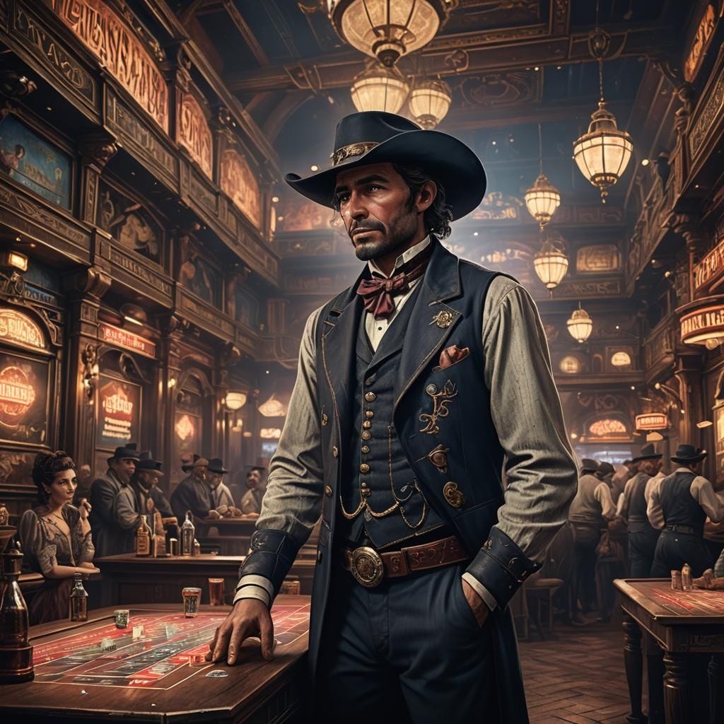 a western gambler in an old time nightclub
