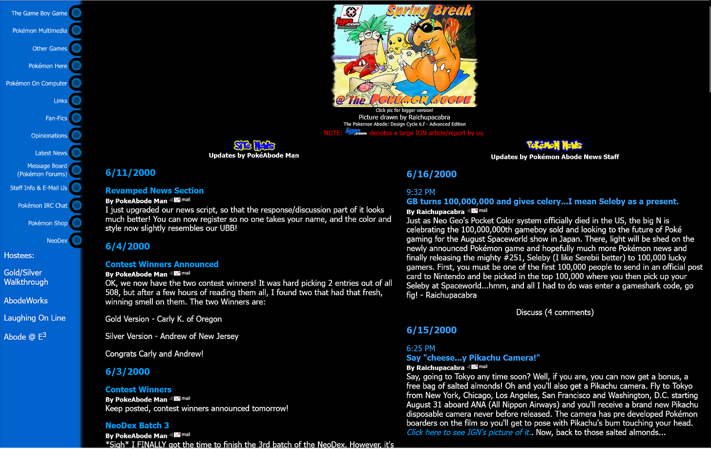 Pokémon Abode from June 2000