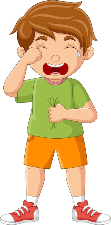 Premium Vector | Cartoon little boy standing and crying