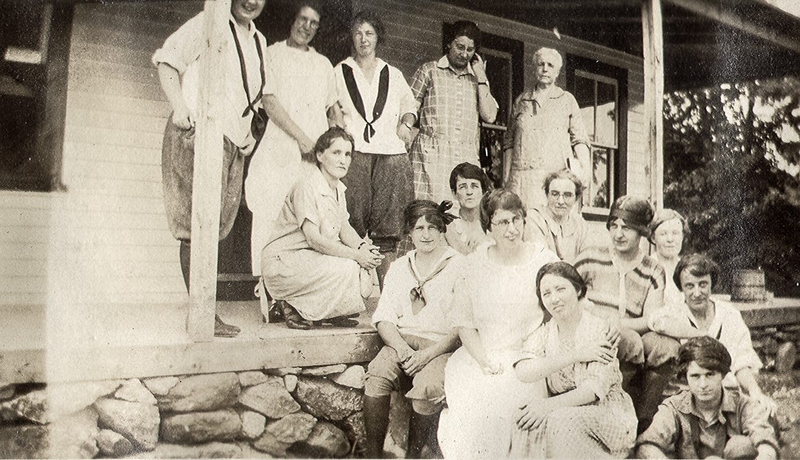 Women on porch of the Wapack Lodge