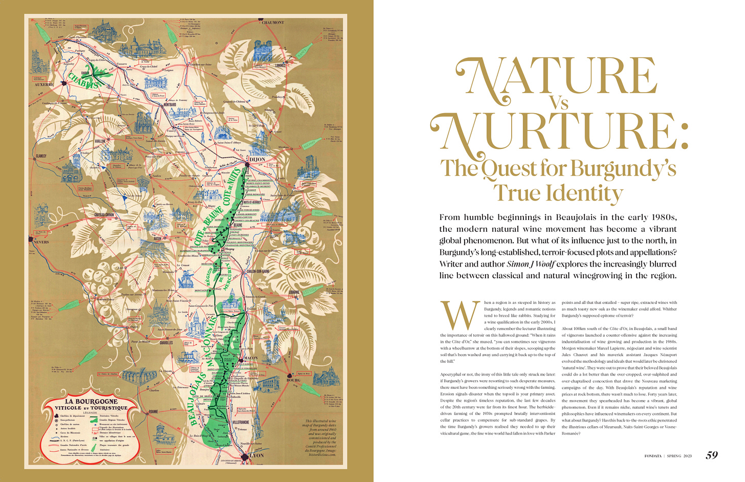 Nature versus Nurture - The quest for true identity in Burgundy. Double page spread from the original article in Fondata magazine.