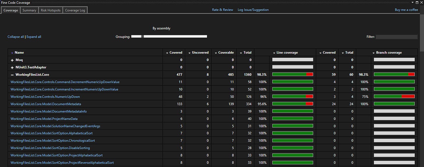 Image 2: Fine Code Coverage displaying a report