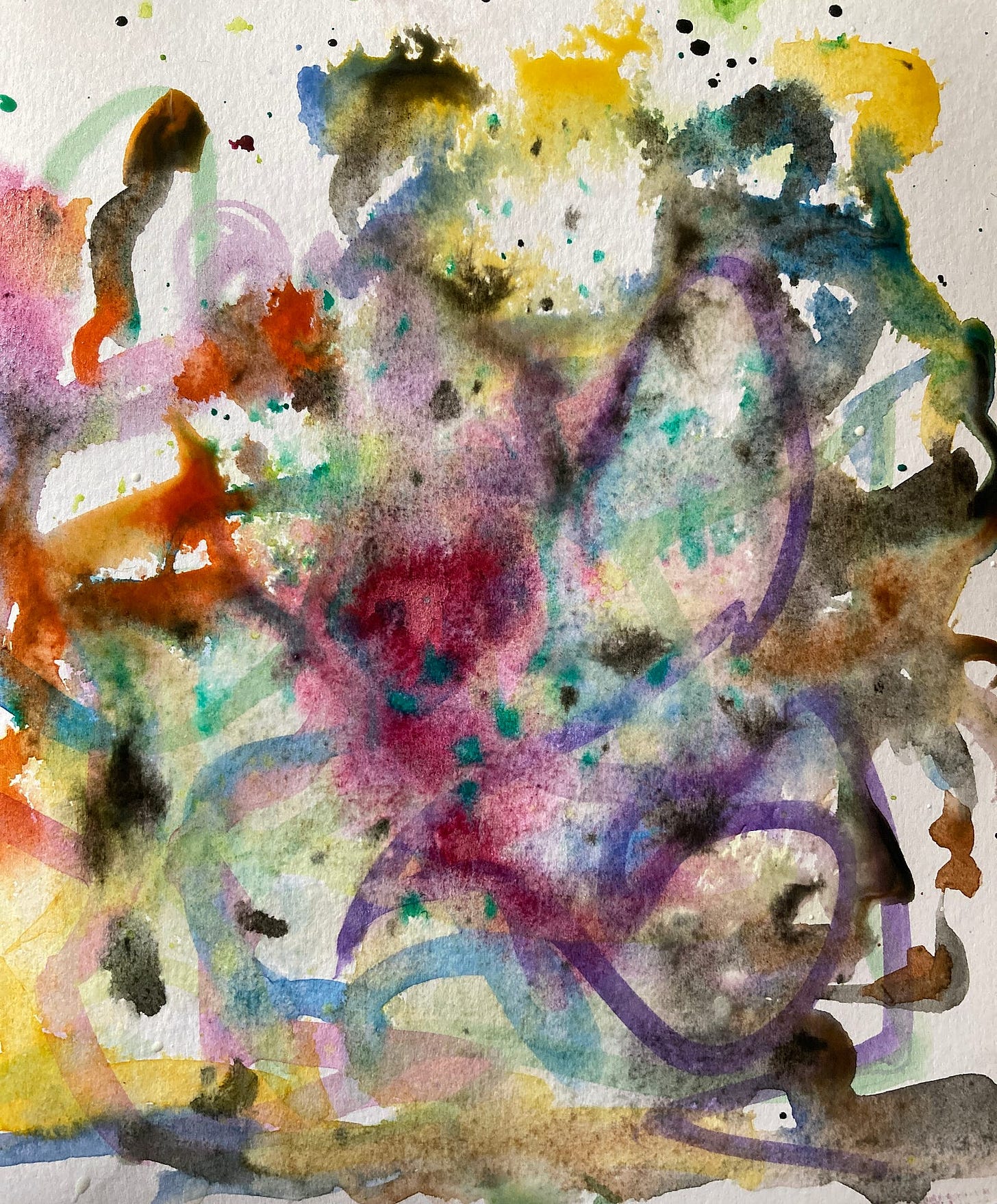Abstract watercolour — swirling colours and lines
