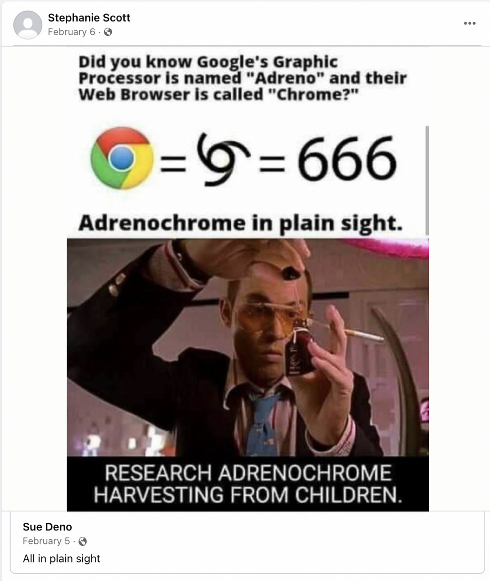 QAnon Adrenochrome meme