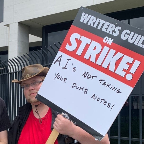 File:AI Protest Sign 2023 WGA Strike.jpg - Wikimedia Commons