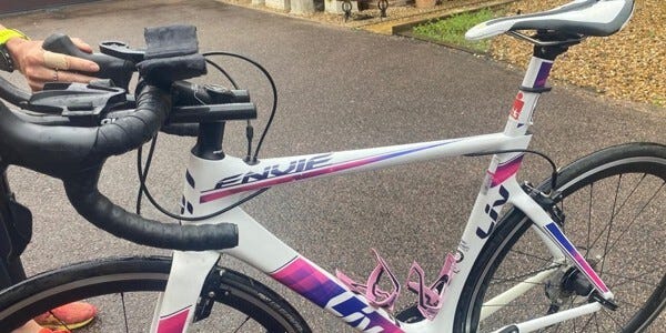 Stolen bike - racer - white purple and blue