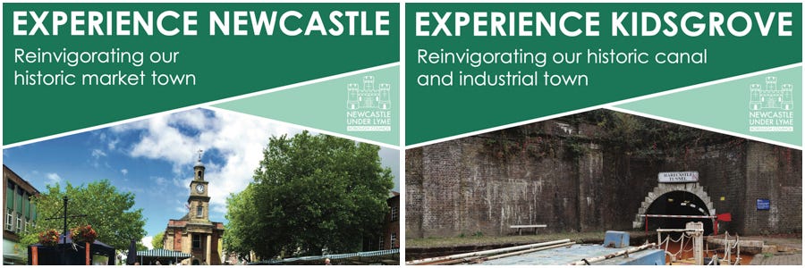 The Experience Newcastle and Experience Kidsgrove digital brochures, Newcastle-under-Lyme Borough Council.