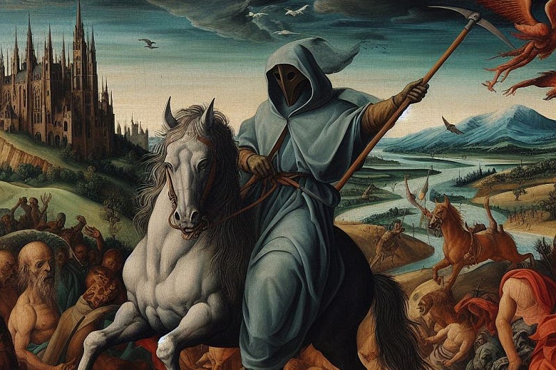 Vengeance on horseback (fictitious medieval painting)