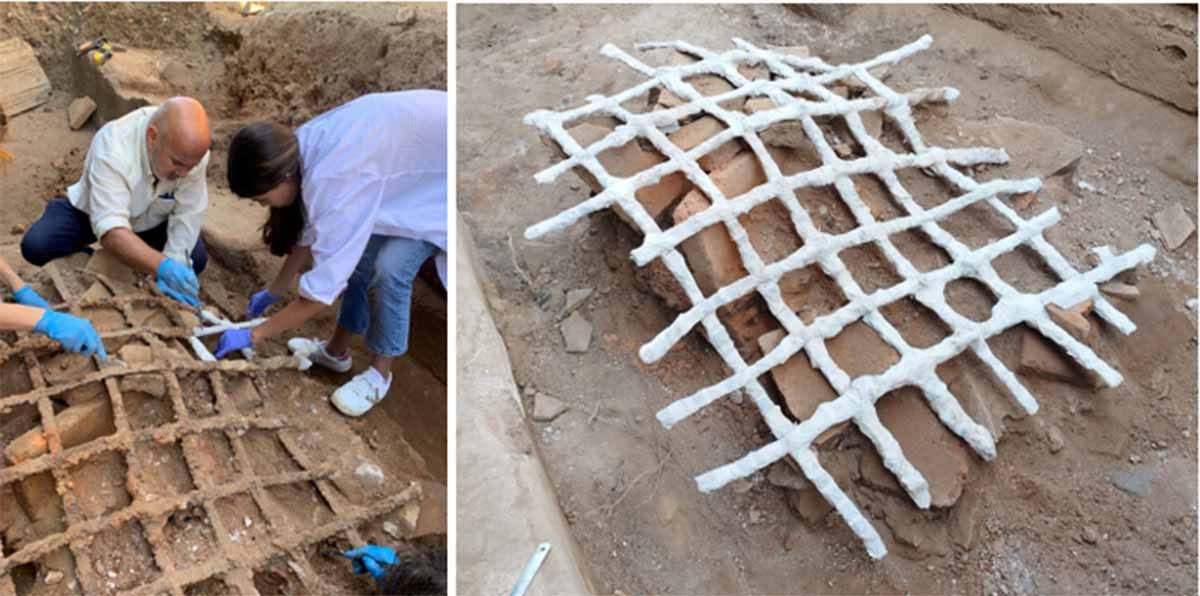 Los arqueólogos han descubierto restos de rejas de hierro en las termas romanas excavadas recientemente en Mérida, España. Fuente: Consortium of the Monumental City of Mérida