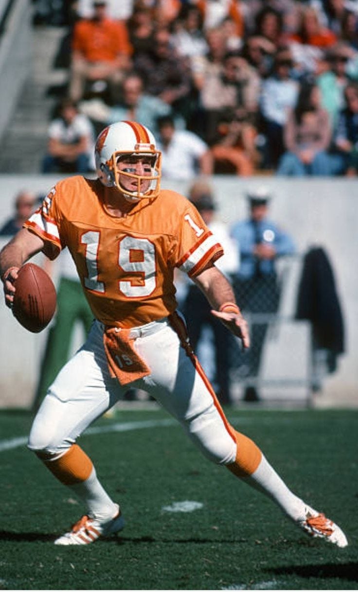 Bucs QB Gary Huff, 1977 | Nfl football players, Nfl football helmets,  Football cheerleaders