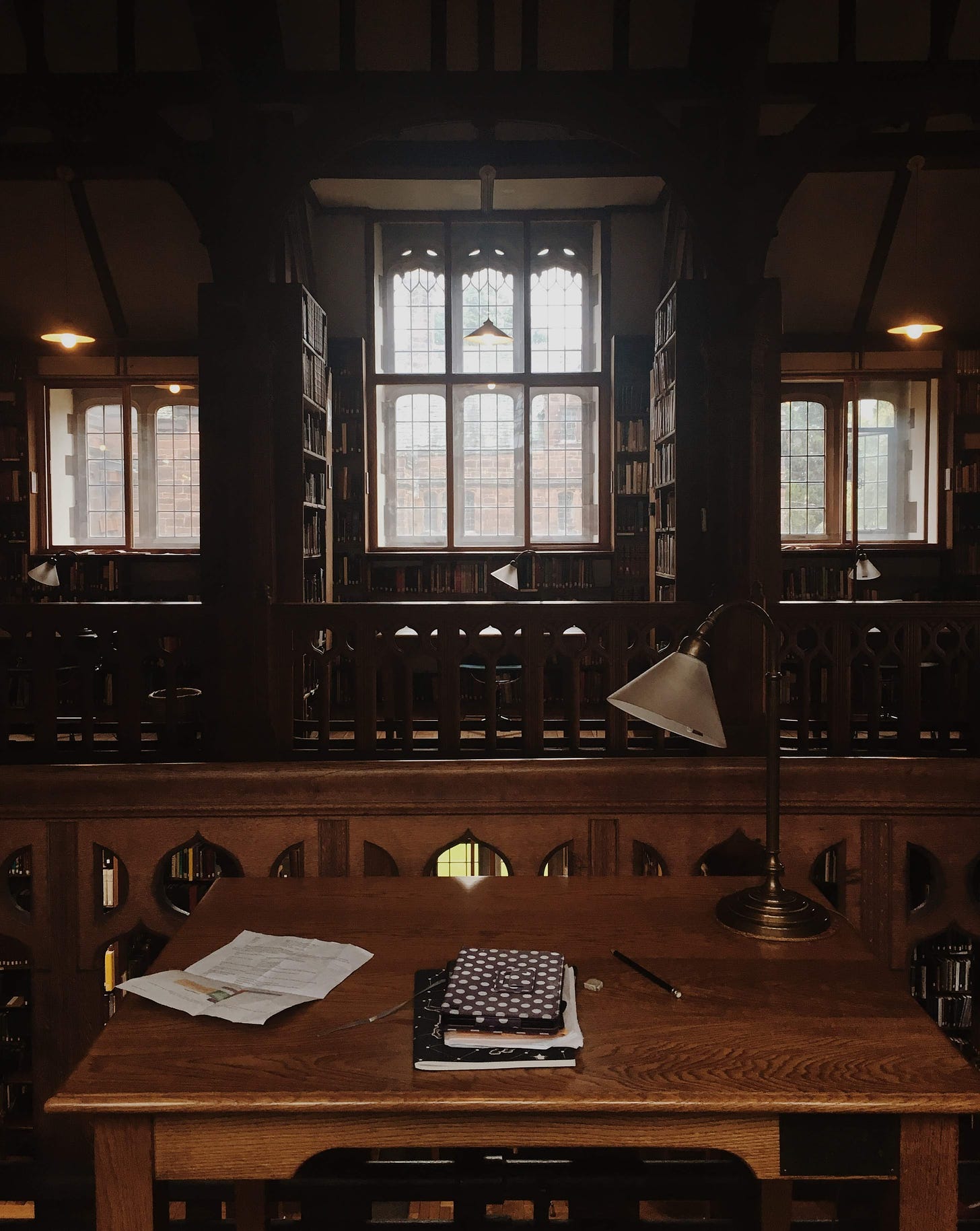 desk at Galdstones Library