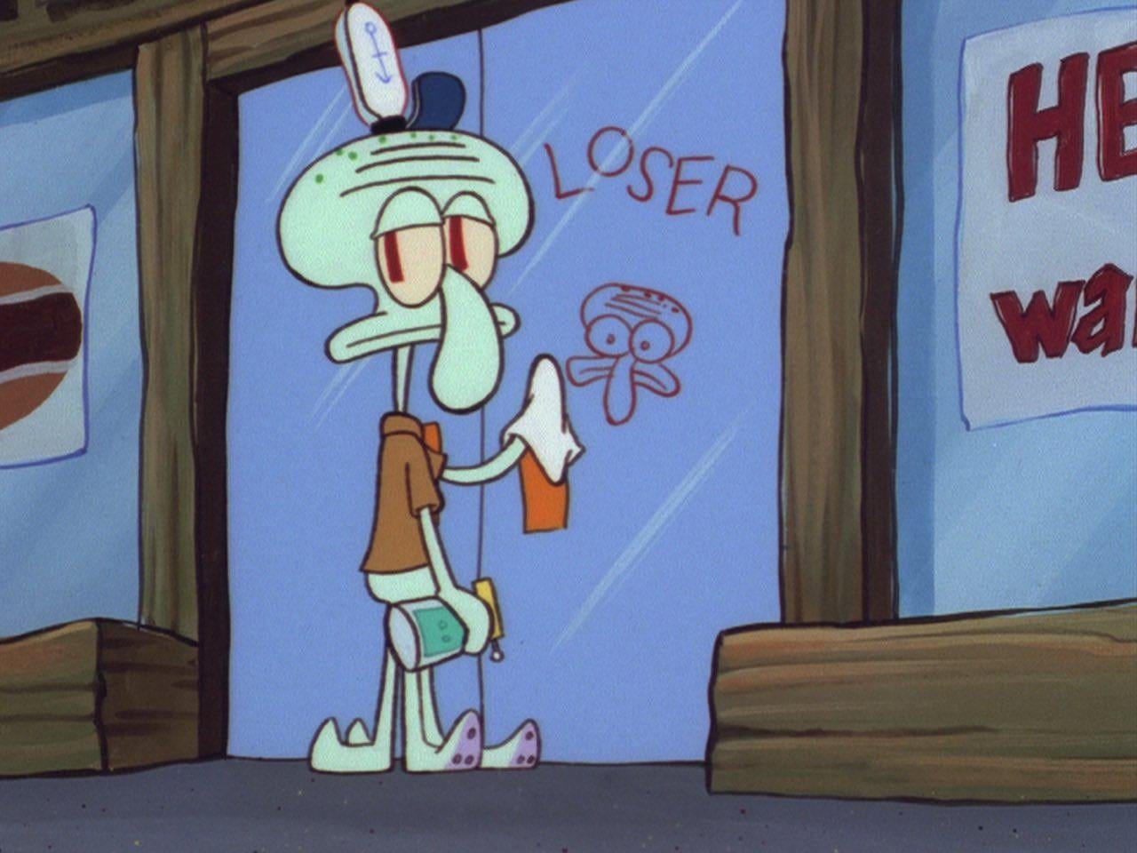 Who wrote "Loser" to Squidward on Help Wanted ? : r/spongebob