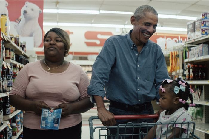 Barack Obama and Randi Williams, shopping at a Piggly Wiggly grocery store 