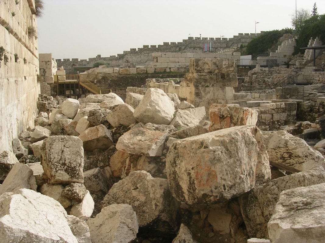 Stones from the destructed in 70 CE Western Wall of the Temple Mount ...