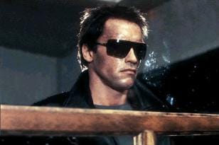 Arnold Schwarzenegger wearing Gargoyles ANSI Classics sunglasses in ...