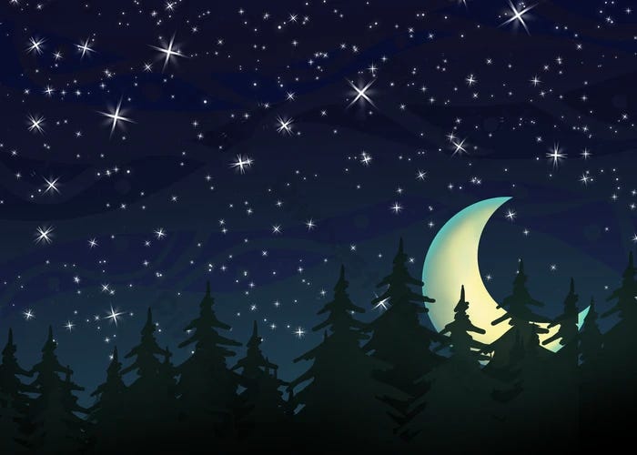 Crescent Moon At Night And Forest Background | PSD Free Download - Pikbest
