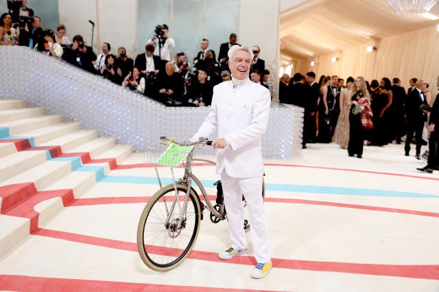 David Byrne Rode His Bike to the Met Gala