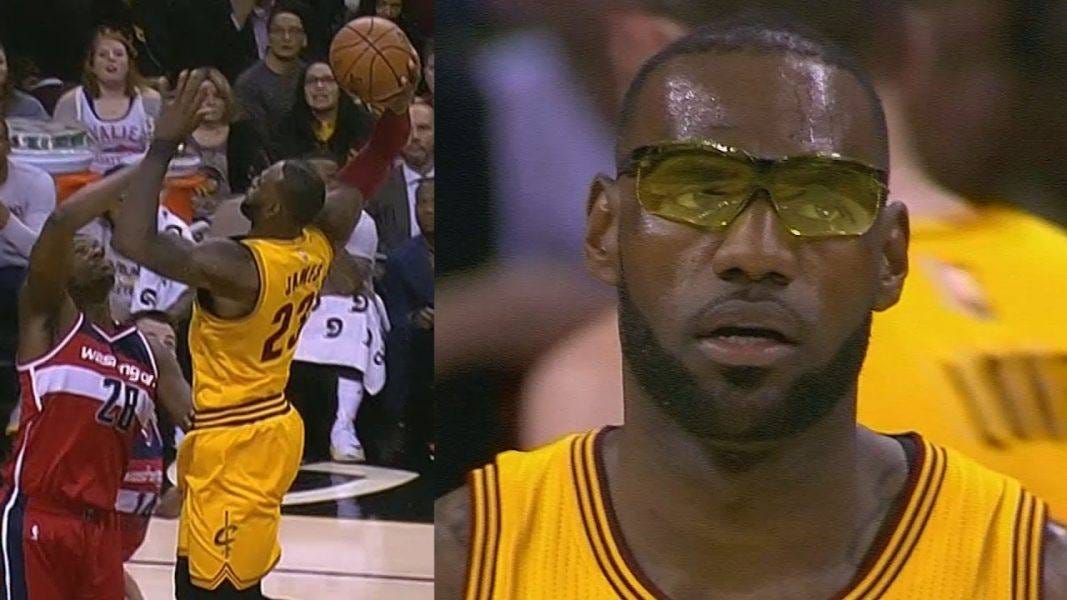 lebron james wearing glasses during nba game